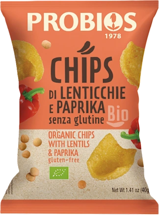 Lentil and paprika chips, 40 g